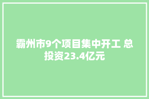 霸州市9个项目集中开工 总投资23.4亿元 霸州市9个项目集中开工 总投资23.4亿元 智能家居