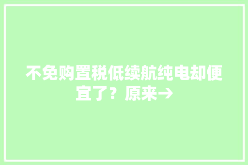 不免购置税低续航纯电却便宜了？原来→ 不免购置税低续航纯电却便宜了？原来→ 人工智能