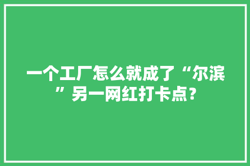 一个工厂怎么就成了“尔滨”另一网红打卡点？ 一个工厂怎么就成了“尔滨”另一网红打卡点？ 人工智能