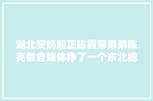 湖北安妈超正陈霞带弟弟陈亮做自媒体挣了一个东北媳妇杨洋 湖北安妈超正陈霞带弟弟陈亮做自媒体挣了一个东北媳妇杨洋 智能家居