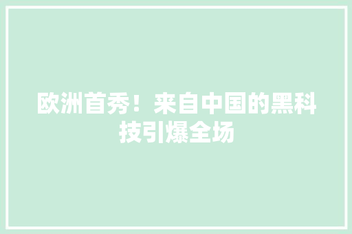 欧洲首秀！来自中国的黑科技引爆全场