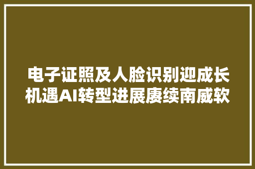 电子证照及人脸识别迎成长机遇AI转型进展赓续南威软件受市场关注