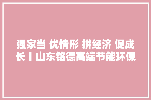 强家当 优情形 拼经济 促成长丨山东铭德高端节能环保装备项目产品远销日本、德国等60多个国家