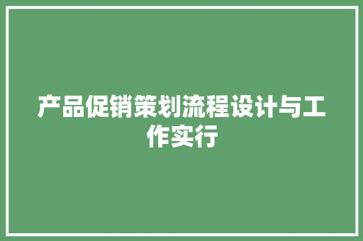 产品促销策划流程设计与工作实行