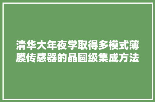 清华大年夜学取得多模式薄膜传感器的晶圆级集成方法及电子产品专利可以制造出多模式薄膜传感器的电子产品 清华大年夜学取得多模式薄膜传感器的晶圆级集成方法及电子产品专利可以制造出多模式薄膜传感器的电子产品 智能科技