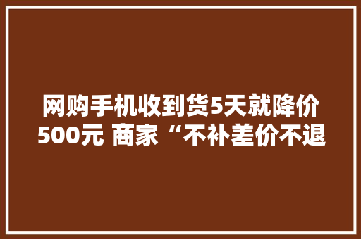 网购手机收到货5天就降价500元 商家“不补差价不退货”
