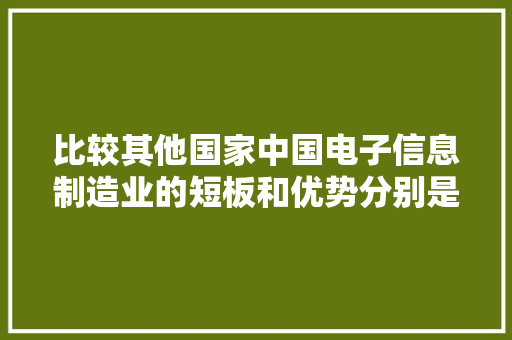 比较其他国家中国电子信息制造业的短板和优势分别是什么？