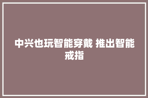中兴也玩智能穿戴 推出智能戒指