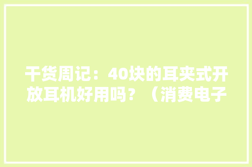 干货周记：40块的耳夹式开放耳机好用吗？（消费电子11）