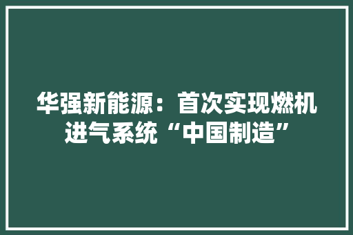 华强新能源：首次实现燃机进气系统“中国制造”
