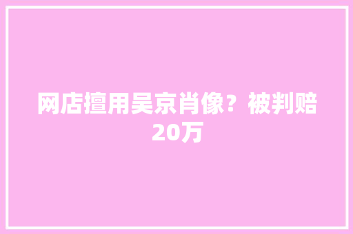 网店擅用吴京肖像？被判赔20万