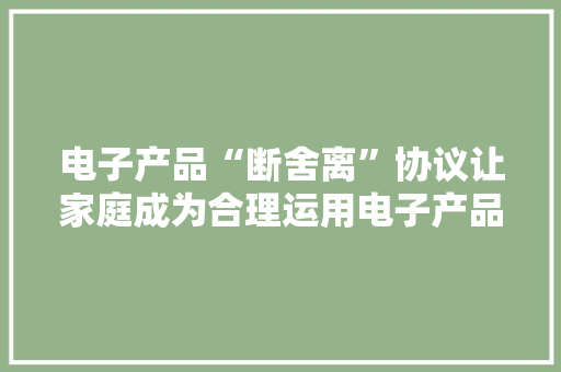 电子产品“断舍离”协议让家庭成为合理运用电子产品的“主沙场”