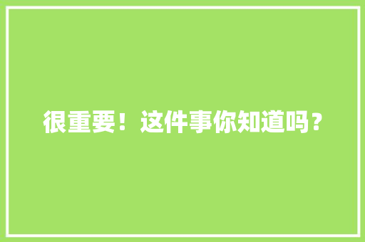 很重要！这件事你知道吗？ 很重要！这件事你知道吗？ 智能家居