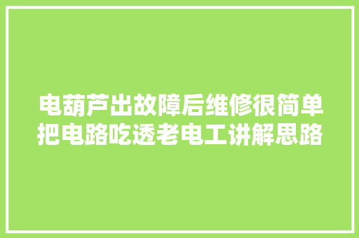 电葫芦出故障后维修很简单把电路吃透老电工讲解思路方法