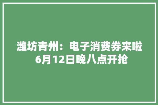 潍坊青州：电子消费券来啦  6月12日晚八点开抢