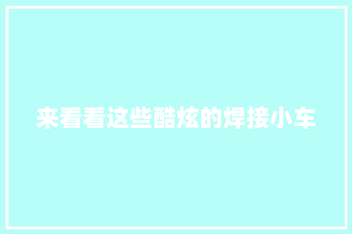 来看看这些酷炫的焊接小车