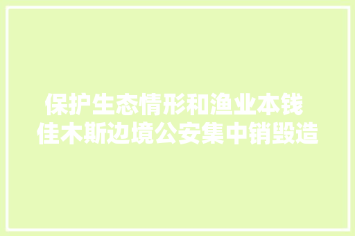 保护生态情形和渔业本钱 佳木斯边境公安集中销毁造孽船只