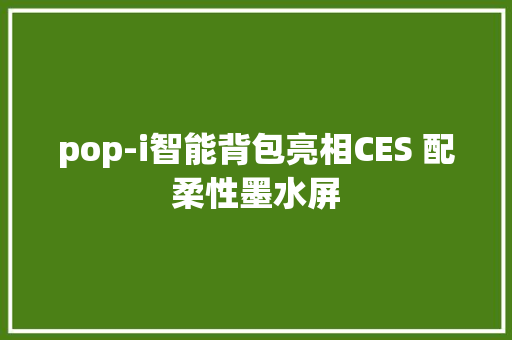 pop-i智能背包亮相CES 配柔性墨水屏