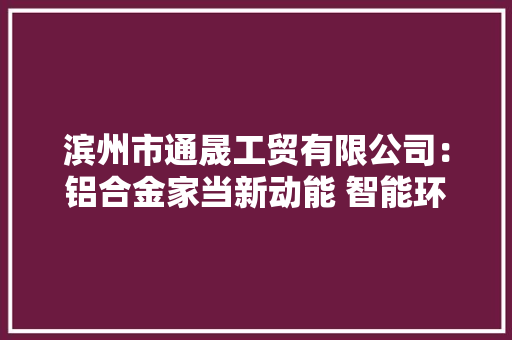 滨州市通晟工贸有限公司：铝合金家当新动能 智能环保新思路