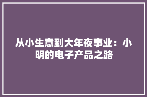 从小生意到大年夜事业：小明的电子产品之路 从小生意到大年夜事业：小明的电子产品之路 智能科技