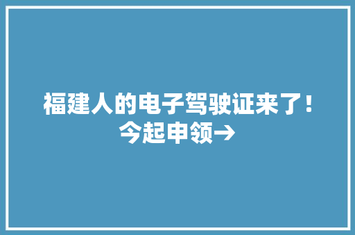 福建人的电子驾驶证来了！今起申领→