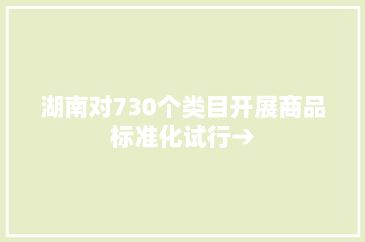 湖南对730个类目开展商品标准化试行→