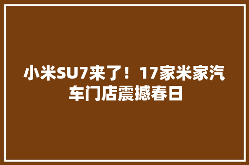 小米SU7来了！17家米家汽车门店震撼春日