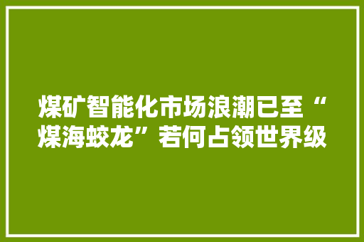 煤矿智能化市场浪潮已至“煤海蛟龙”若何占领世界级难题