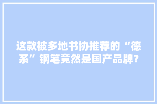 这款被多地书协推荐的“德系”钢笔竟然是国产品牌？
