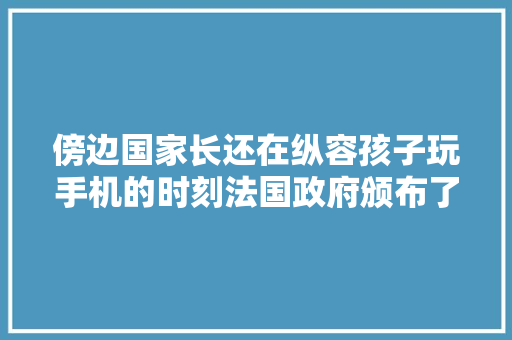 傍边国家长还在纵容孩子玩手机的时刻法国政府颁布了这样的政策……