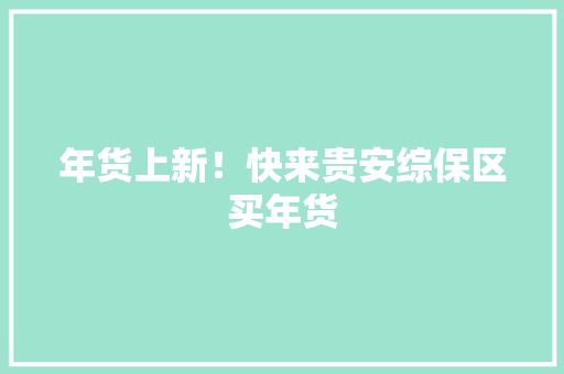 年货上新！快来贵安综保区买年货