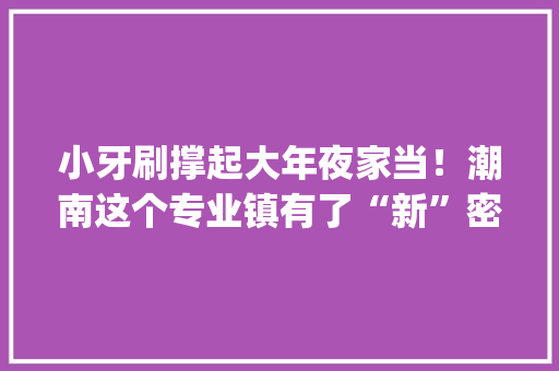 小牙刷撑起大年夜家当！潮南这个专业镇有了“新”密码 | 县域经济一线不雅观⑧ 小牙刷撑起大年夜家当！潮南这个专业镇有了“新”密码 | 县域经济一线不雅观⑧ 智能家居
