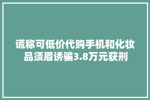谎称可低价代购手机和化妆品须眉诱骗3.8万元获刑 谎称可低价代购手机和化妆品须眉诱骗3.8万元获刑 人工智能