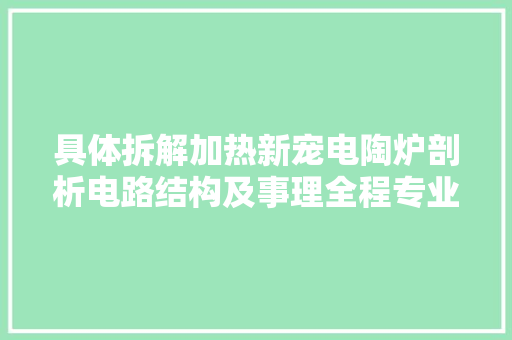 具体拆解加热新宠电陶炉剖析电路结构及事理全程专业高能