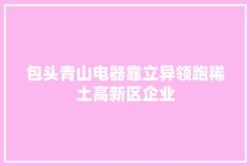 包头青山电器靠立异领跑稀土高新区企业