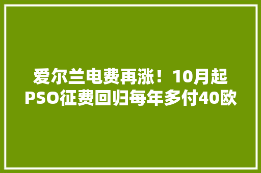 爱尔兰电费再涨！10月起PSO征费回归每年多付40欧元 爱尔兰电费再涨！10月起PSO征费回归每年多付40欧元 智能家居