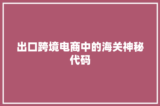 出口跨境电商中的海关神秘代码