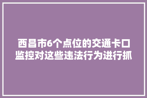 西昌市6个点位的交通卡口监控对这些违法行为进行抓拍