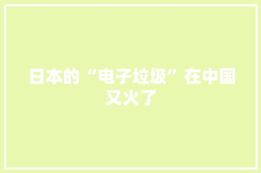 日本的“电子垃圾”在中国又火了