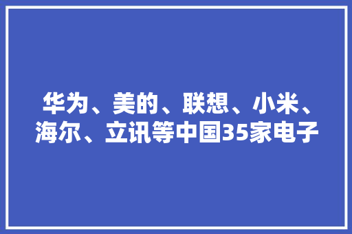 华为、美的、联想、小米、海尔、立讯等中国35家电子家电公司2024年第一季度财报汇总