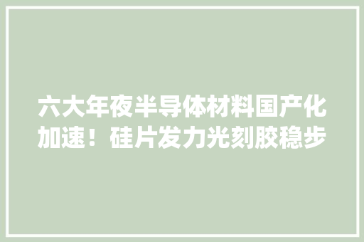 六大年夜半导体材料国产化加速！硅片发力光刻胶稳步提升 | 智器械内参