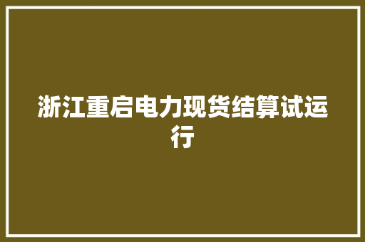 浙江重启电力现货结算试运行 浙江重启电力现货结算试运行 互联通信
