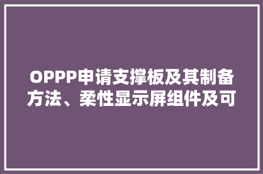 OPPP申请支撑板及其制备方法、柔性显示屏组件及可折叠电子设备专利支撑板具有较低的密度