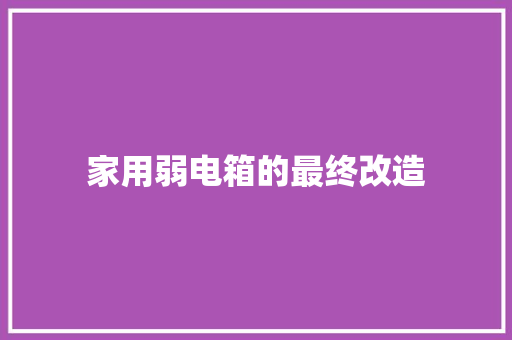 家用弱电箱的最终改造
