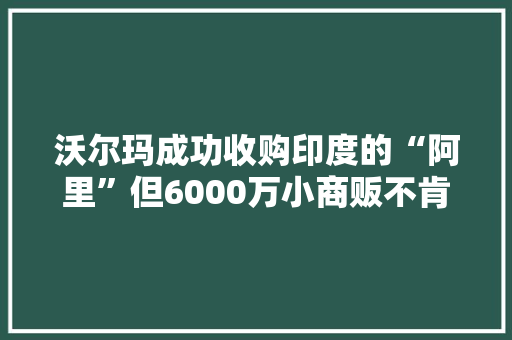 沃尔玛成功收购印度的“阿里”但6000万小商贩不肯意了