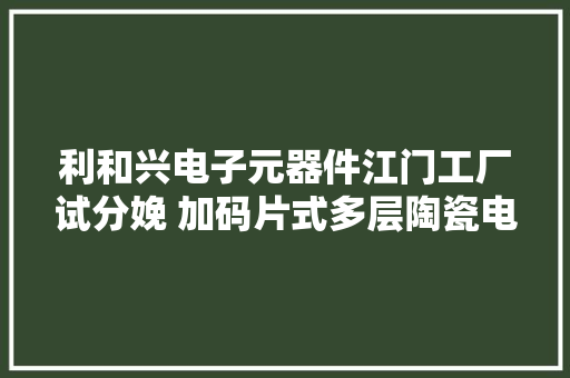 利和兴电子元器件江门工厂试分娩 加码片式多层陶瓷电容器领域