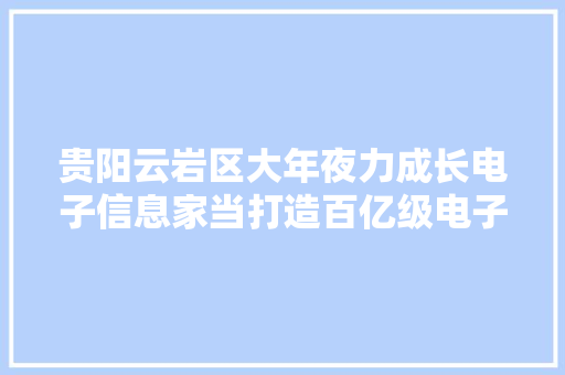 贵阳云岩区大年夜力成长电子信息家当打造百亿级电子信息家当集群