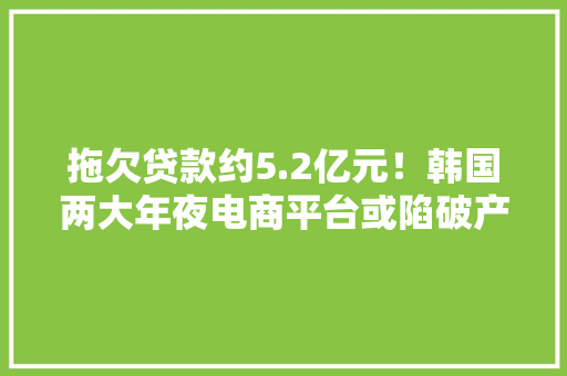 拖欠贷款约5.2亿元！韩国两大年夜电商平台或陷破产危机 拖欠贷款约5.2亿元！韩国两大年夜电商平台或陷破产危机 智能科技