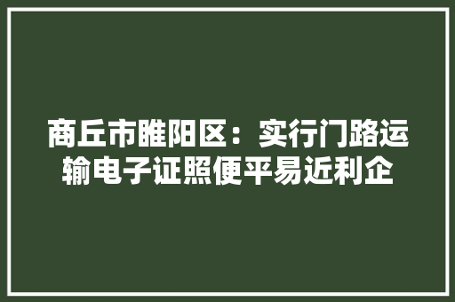 商丘市睢阳区：实行门路运输电子证照便平易近利企