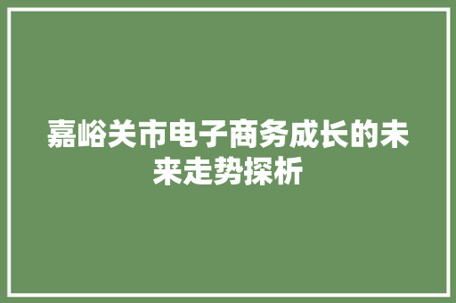 嘉峪关市电子商务成长的未来走势探析